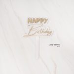 White and Gold Acrylic Birthday Cake Topper