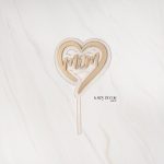 Mom Heart Cake Topper – Gold Glitter Acrylic